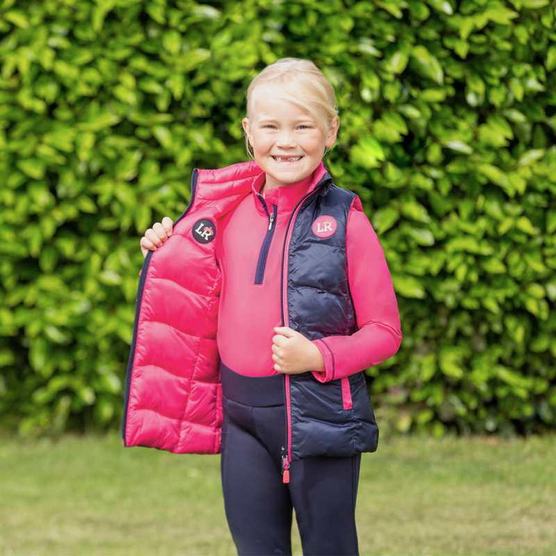 Little Rider Analise Reversible Padded Gilet- Navy/Pink-3